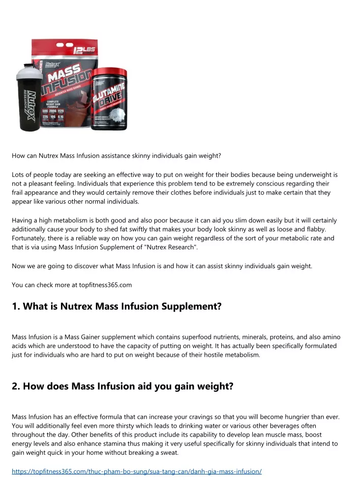 how can nutrex mass infusion assistance skinny