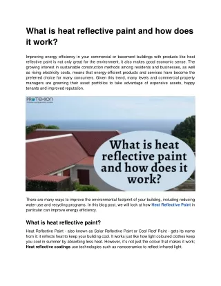 what is heat reflective paint and how does it work