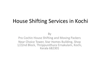 House Shifting Services in Kochi