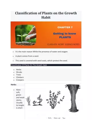 classification of plants on the growth habit