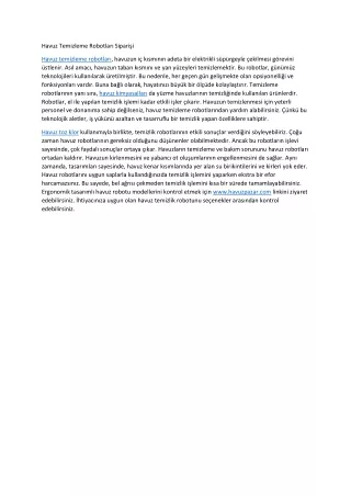 havuz temizleme robotlar sipari i