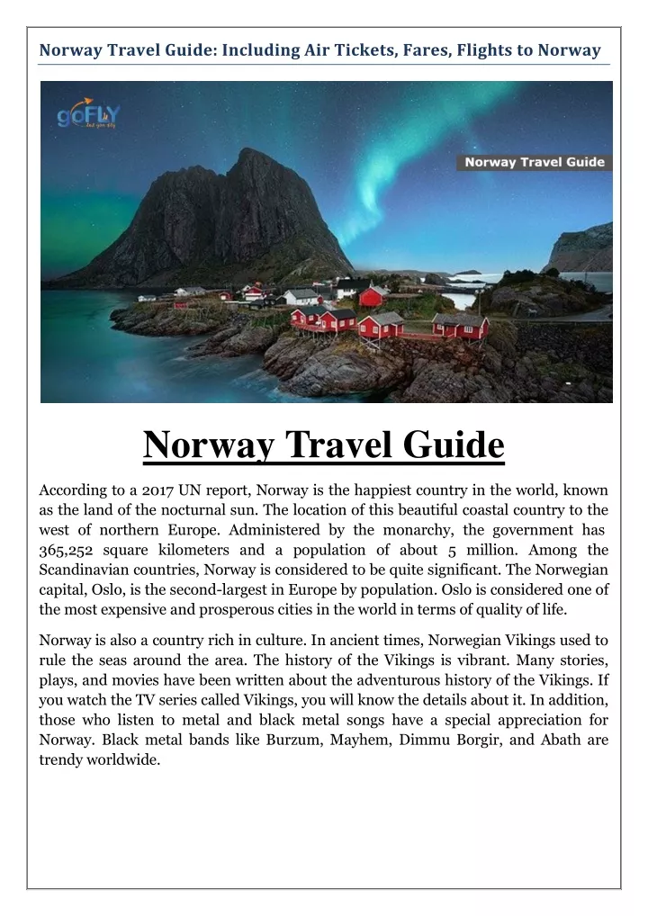 norway travel guide including air tickets fares