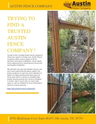 TRYING TO FIND A TRUSTED AUSTIN FENCE COMPANY - AUSTIN FENCE COMPANY