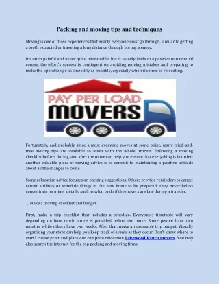 packing and moving tips and techniques