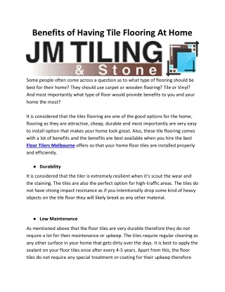 benefits of having tile flooring at home