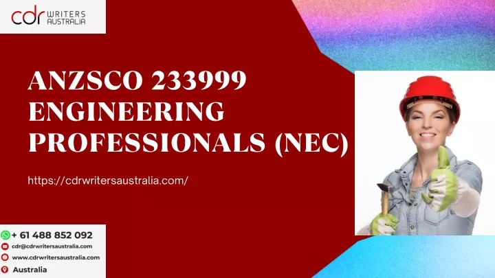 anzsco 233999 engineering professionals nec