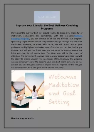 Improve Your Life with the Best Wellness Coaching Programs