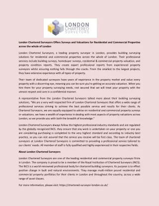 london chartered surveyors offers surveys