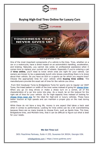 Buying High-End Tires Online for Luxury Cars