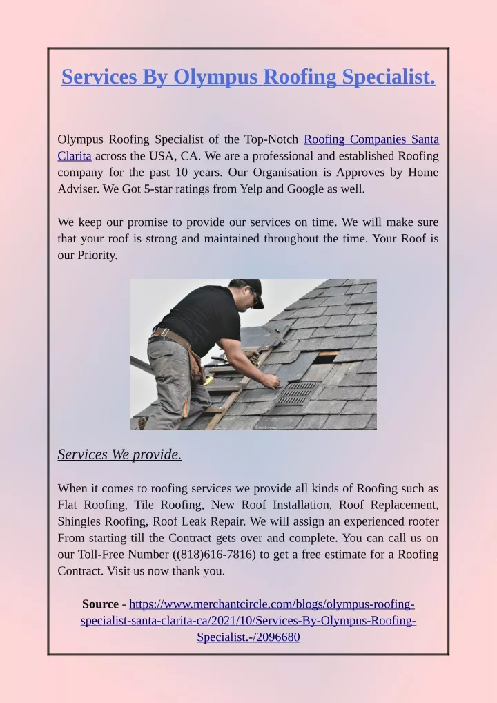 services by olympus roofing specialist