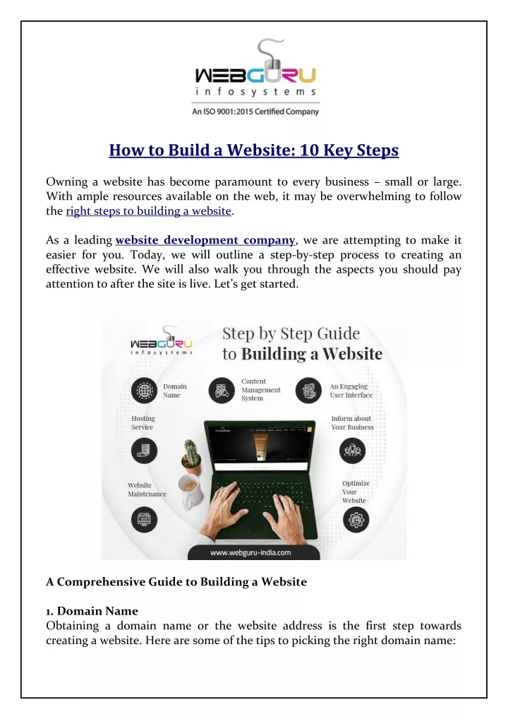 how to build a website 10 key steps