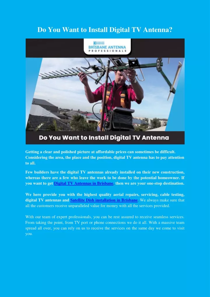 do you want to install digital tv antenna