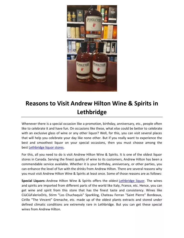 reasons to visit andrew hilton wine spirits