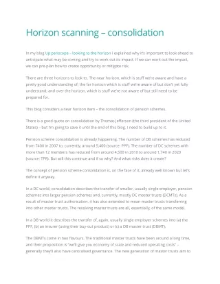 horizon scanning consolidation