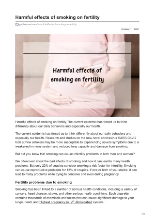 Harmful effects of smoking on fertility