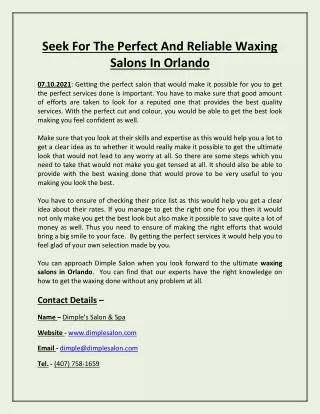 Seek For The Perfect And Reliable Waxing Salons In Orlando