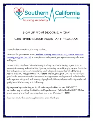 sign up now become a cna
