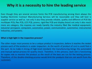 Why it is a necessity to hire the leading service