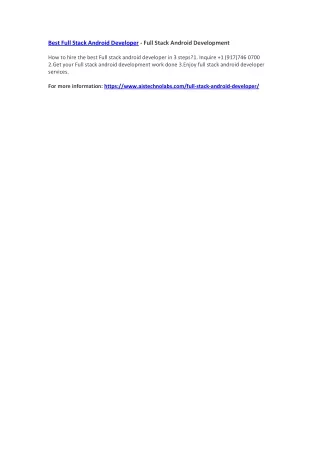 best full stack android developer full stack