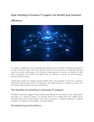 how investing in business it support can benefit