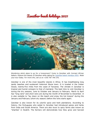 Zanzibar beach holidays 2021