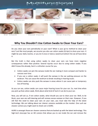 Why You Shouldn t Use Cotton Swabs to Clean Your Ears