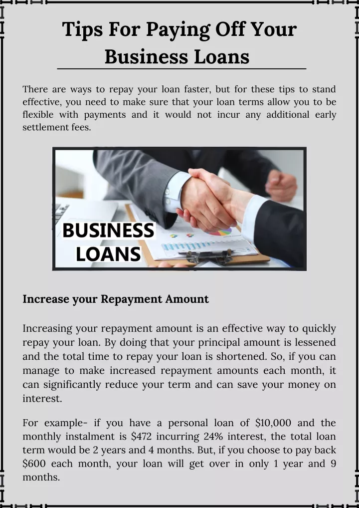 tips for paying off your business loans