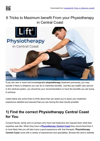 6 Tricks to Maximum benefit From your Physiotherapy in Central Coast