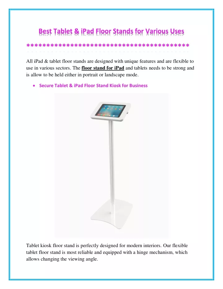 best tablet ipad floor stands for various uses