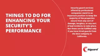 Things To do for enhancing your security performance.