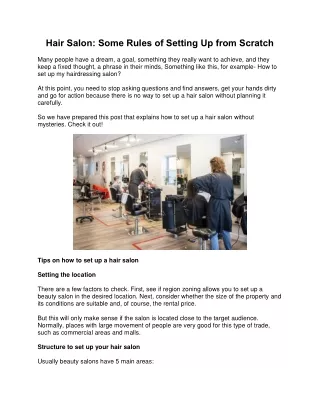 Hair Salon: Some Rules of Setting Up from Scratch