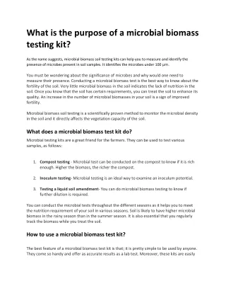 what is the purpose of a microbial biomass