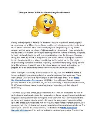 Giving an Honest MIMS Northbrook Bangalore Reviews