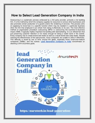 How to Select Lead Generation Company in India