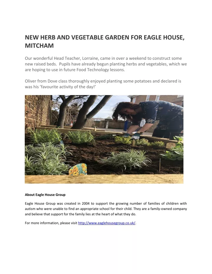 new herb and vegetable garden for eagle house