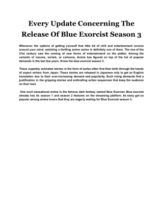 every update concerning the release of blue