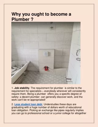 why you ought to become a plumber