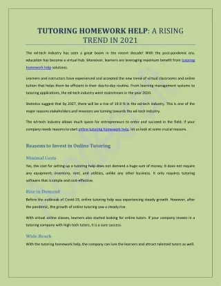 tutoring homework help a rising trend in 2021