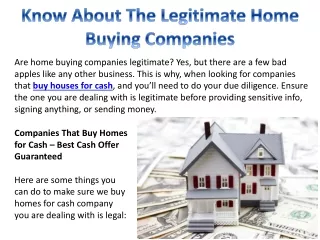 Know About The Legitimate Home Buying Companies