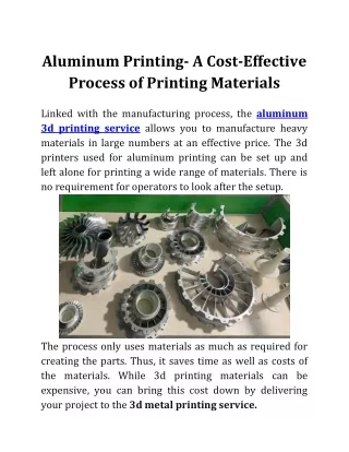 aluminum printing a cost effective process
