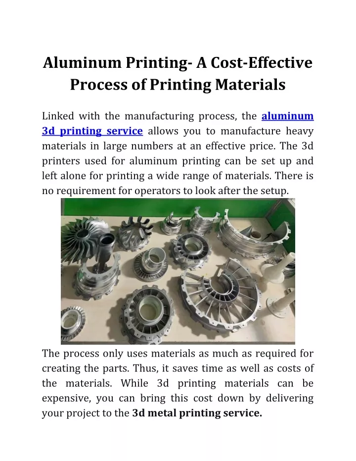 aluminum printing a cost effective process