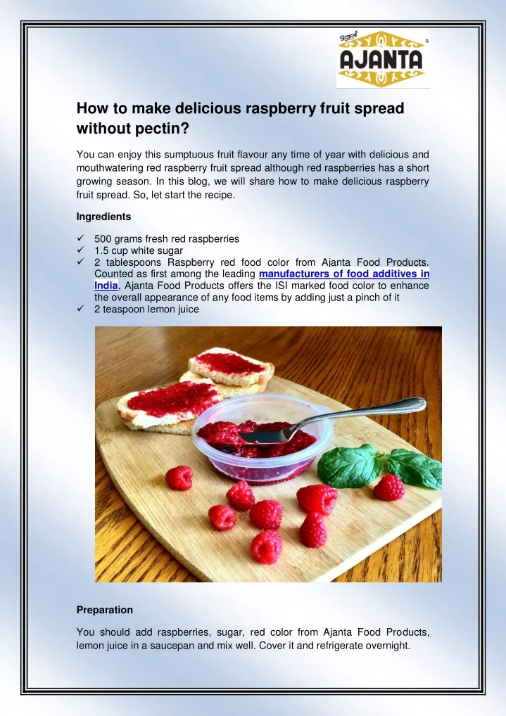 how to make delicious raspberry fruit spread
