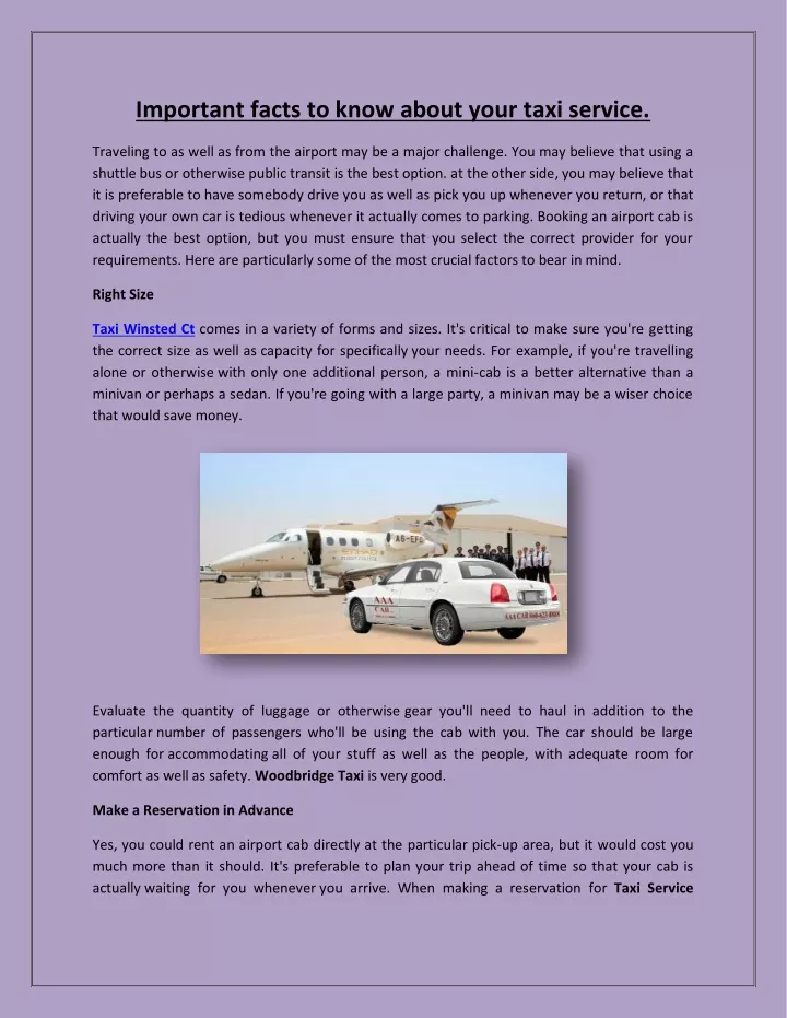 important facts to know about your taxi service