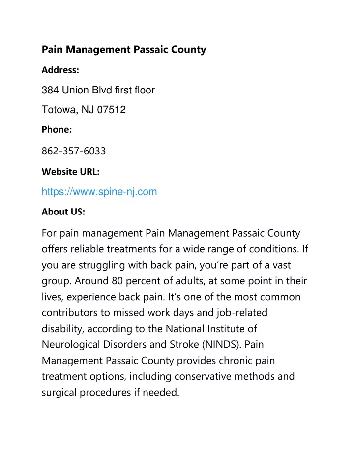 pain management passaic county