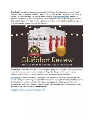 Glucofort Reviews UK – 2021 Advanced Blood Sugar Support Dragons Den