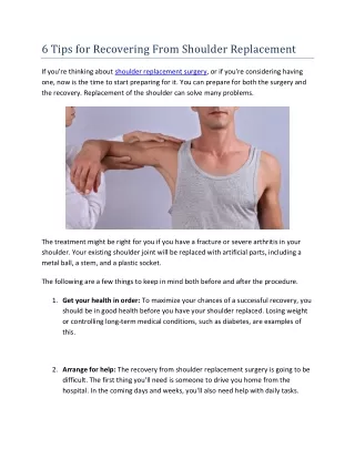 6 tips for recovering from shoulder replacement