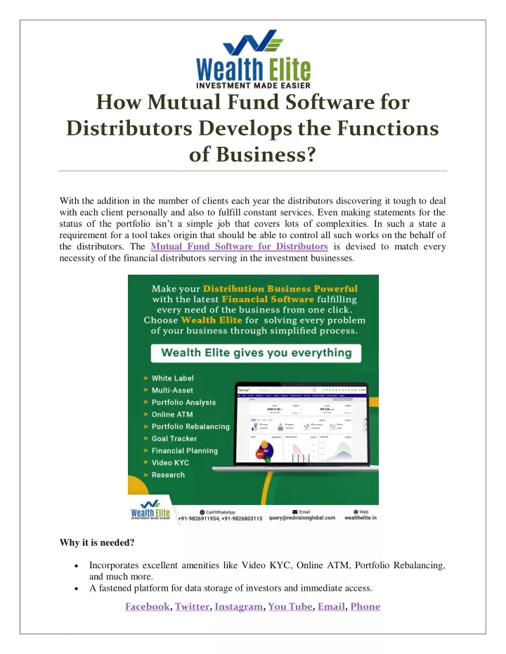 how mutual fund software for distributors