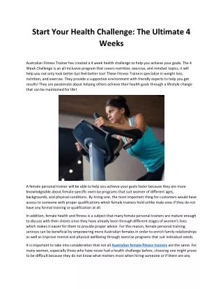 Start Your Health Challenge: The Ultimate 4 Weeks