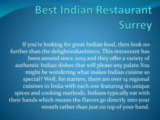 Best Indian Restaurant Surrey ppt