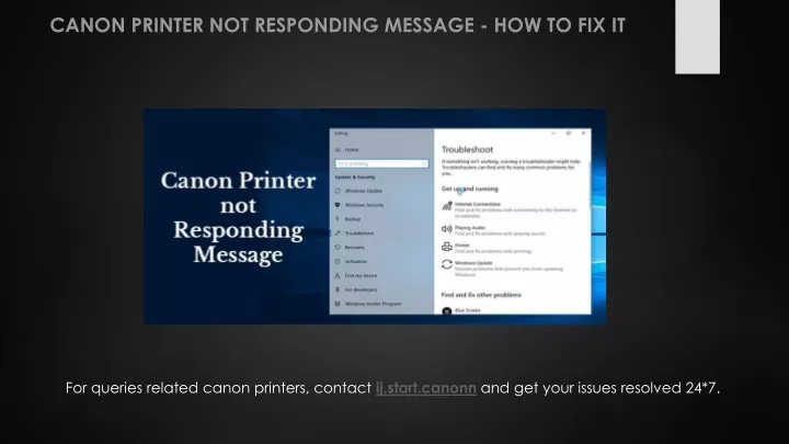 canon printer not responding message how to fix it